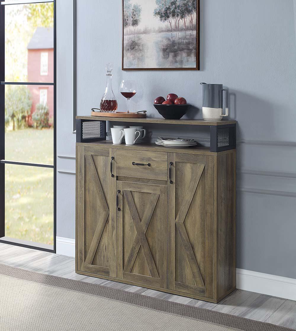 ACME Abiram Server, Rustic Oak Finish