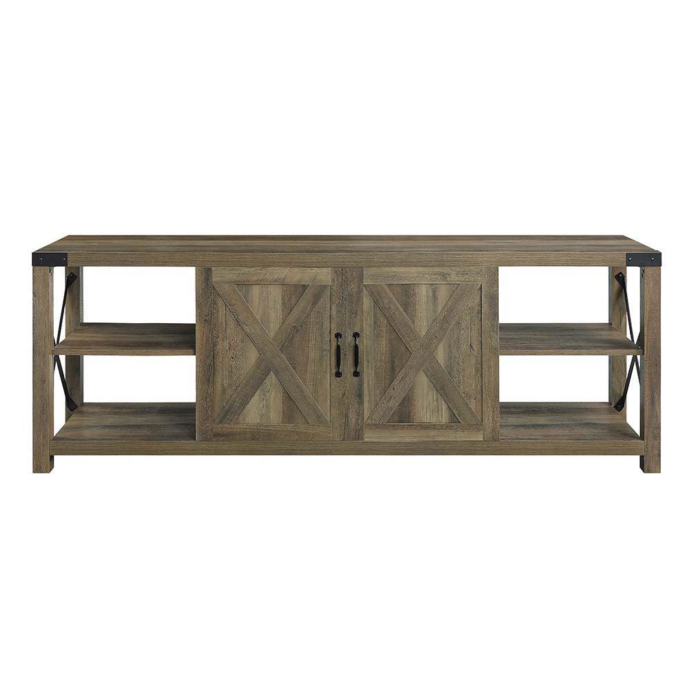 ACME Abiram TV Stand, Rustic Oak Finish