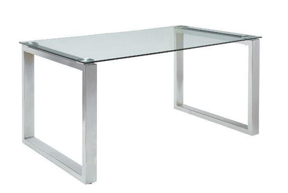 ACME Abraham Dining Table, Clear Glass & Chrome Finish