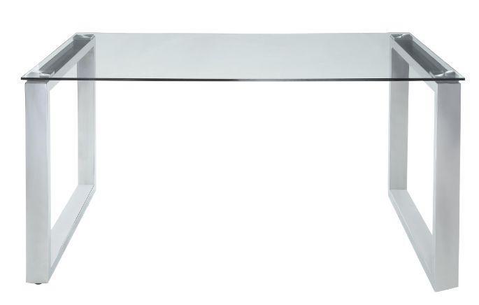 ACME Abraham Dining Table, Clear Glass & Chrome Finish