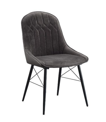 ACME Abraham Side Chair, Gray Fabric & Black Finish