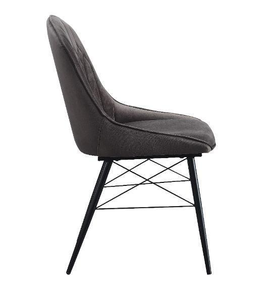 ACME Abraham Side Chair, Gray Fabric & Black Finish