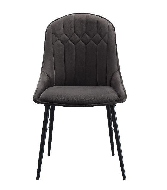 ACME Abraham Side Chair, Gray Fabric & Black Finish