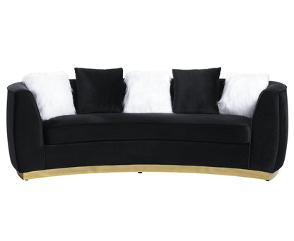 ACME Achelle Sofa w/5 Pillows, Black Velvet