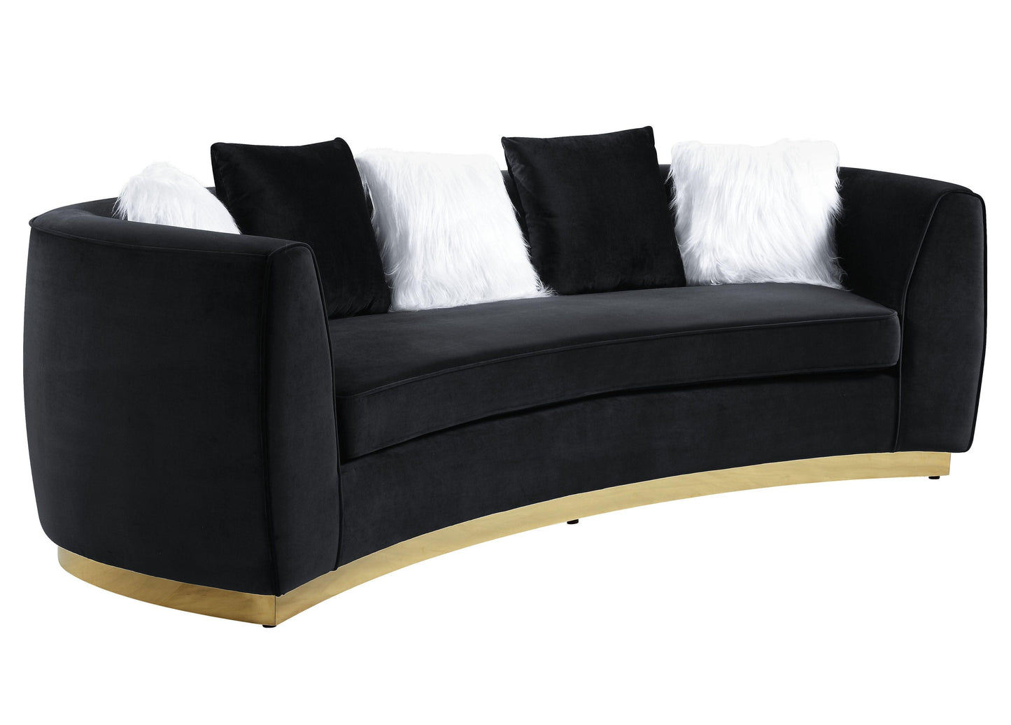 ACME Achelle Sofa w/5 Pillows, Black Velvet