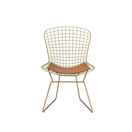 ACME Achellia Side Chair (Set-2), Whiskey PU & Gold