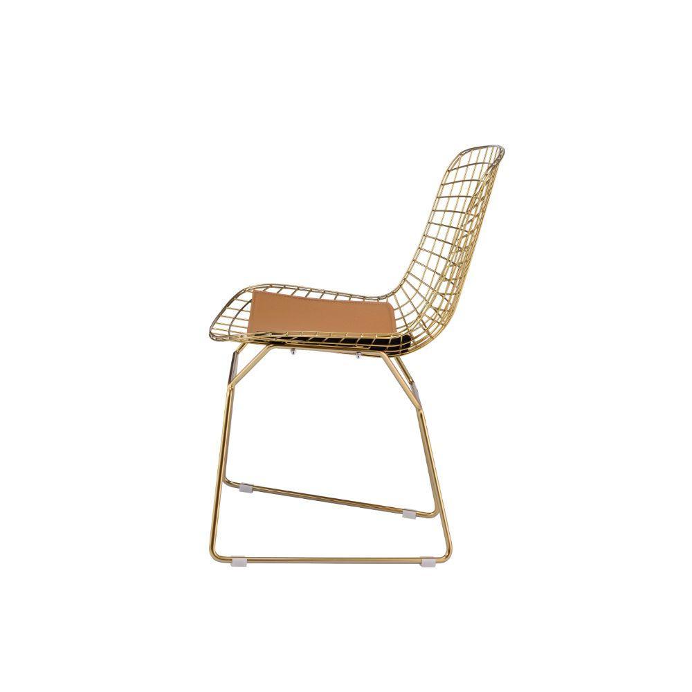 ACME Achellia Side Chair (Set-2), Whiskey PU & Gold