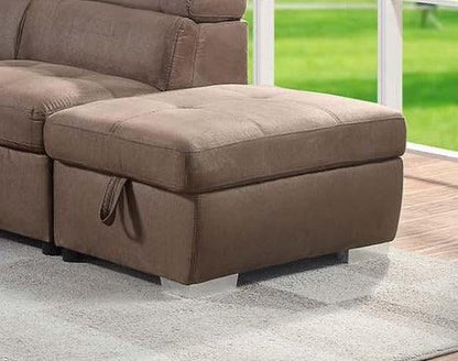 ACME Acoose Ottoman with storage, Brown Fabric