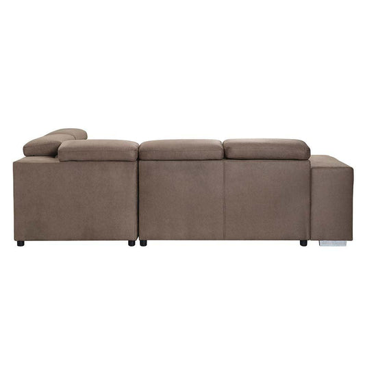 ACME Acoose Sleeper Sectional Sofa w/2 Pullout Stools, Brown Fabric