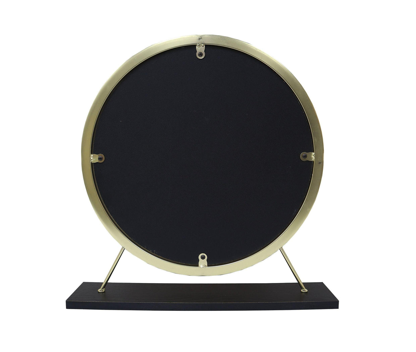 ACME Adao Vanity Mirror & Stool, Faux Fur, Mirror, Black & Brass Finish