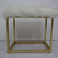 ACME Adao Vanity Mirror & Stool, Faux Fur, Mirror, Black & Brass Finish