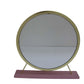 ACME Adao Vanity Mirror & Stool, Faux Fur, Mirror, Pink & Gold Finish