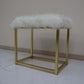 ACME Adao Vanity Mirror & Stool, Faux Fur, Mirror, Pink & Gold Finish