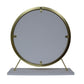 ACME Adao Vanity Mirror & Stool, Faux Fur, Mirror, White & Brass Finish