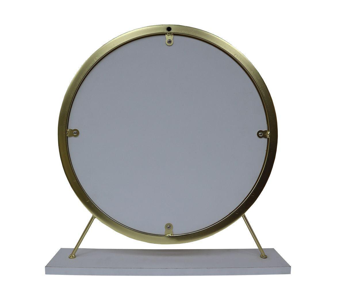 ACME Adao Vanity Mirror & Stool, Faux Fur, Mirror, White & Brass Finish