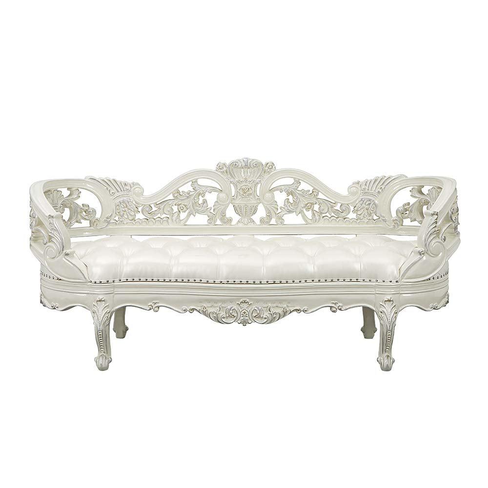 ACME Adara Bench, Antique White Finish