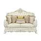 ACME Adara Loveseat w/5 Pillows, White PU & Antique White Finish