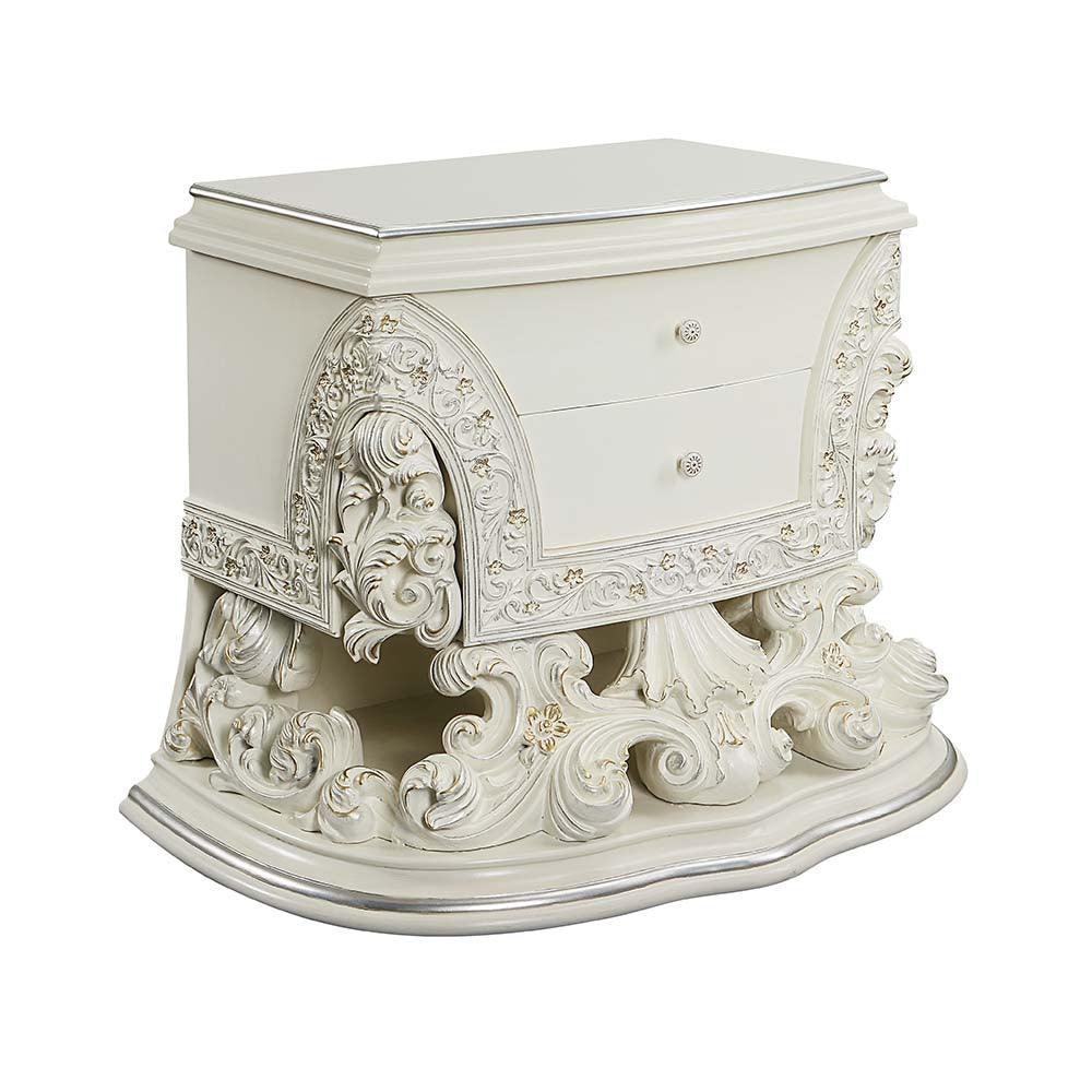 ACME Adara Nightstand, Antique White Finish