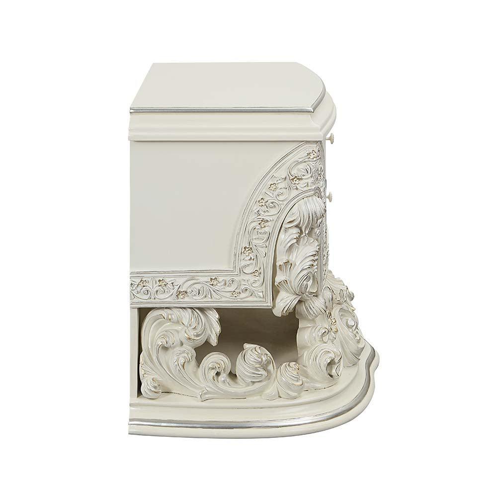 ACME Adara Nightstand, Antique White Finish