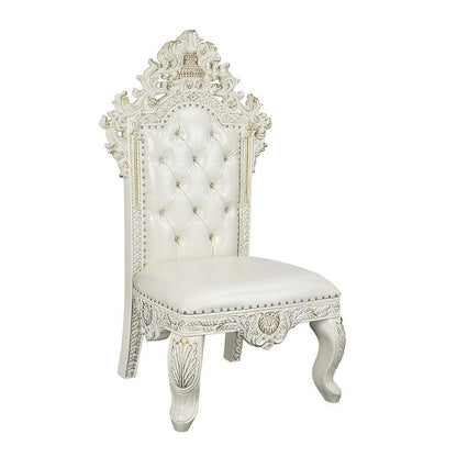 ACME Adara Side Chair (Set-2), White PU & Antique White Finish