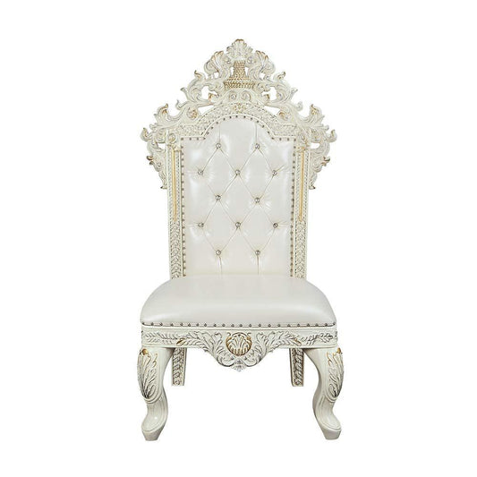 ACME Adara Side Chair (Set-2), White PU & Antique White Finish