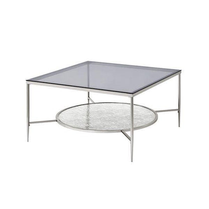 ACME Adelrik Coffee Table, Glass & Chrome Finish