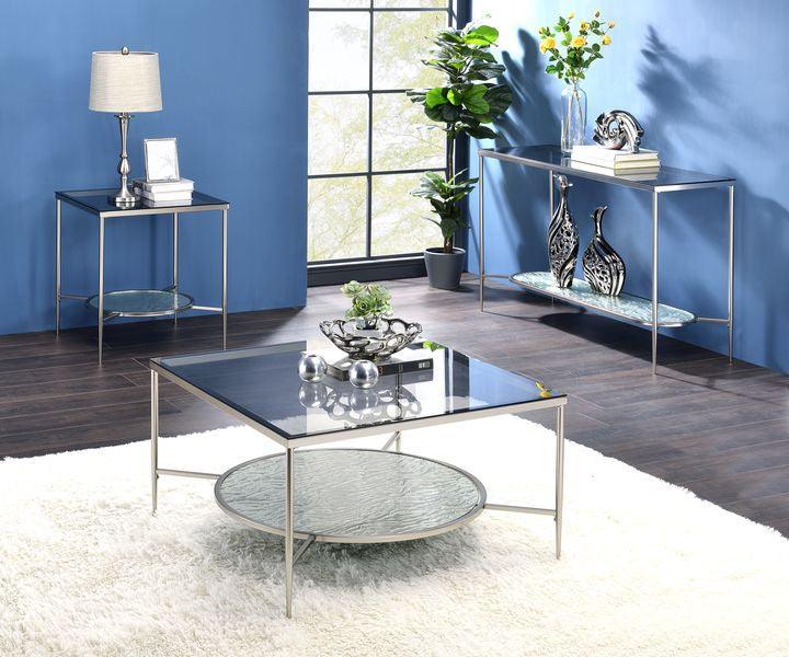 ACME Adelrik Coffee Table, Glass & Chrome Finish