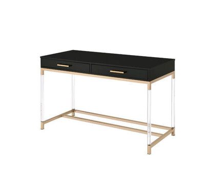 ACME Adiel Built-in USB Port Writing Desk, Black & Gold Finish