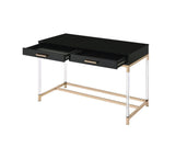 ACME Adiel Built-in USB Port Writing Desk, Black & Gold Finish