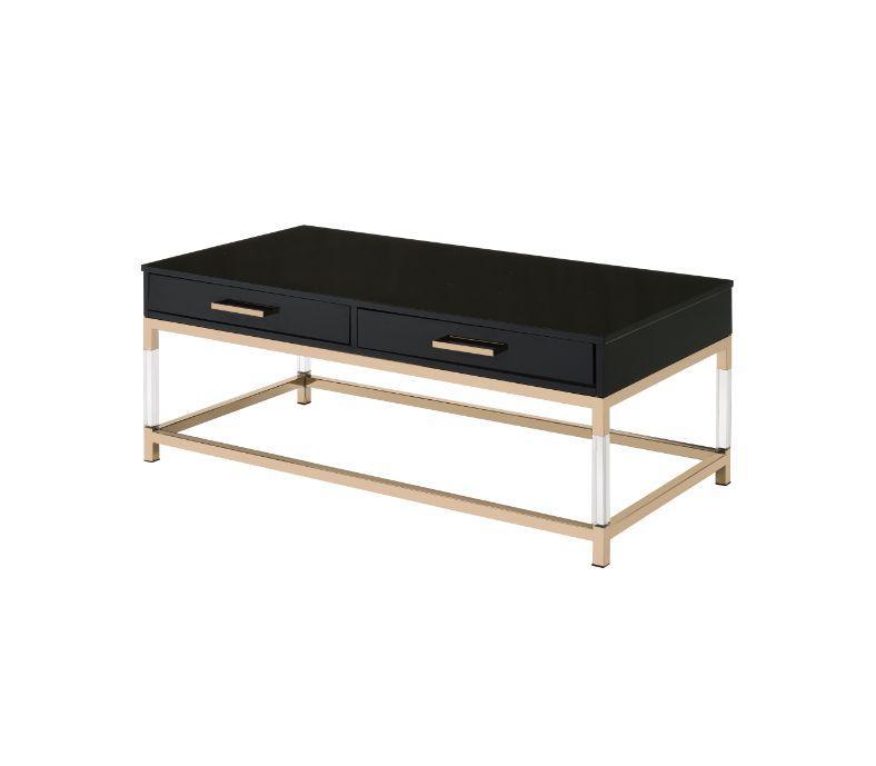 ACME Adiel Coffee Table, Black & Gold Finish