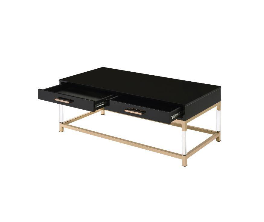 ACME Adiel Coffee Table, Black & Gold Finish