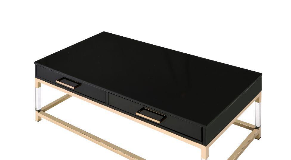 ACME Adiel Coffee Table, Black & Gold Finish