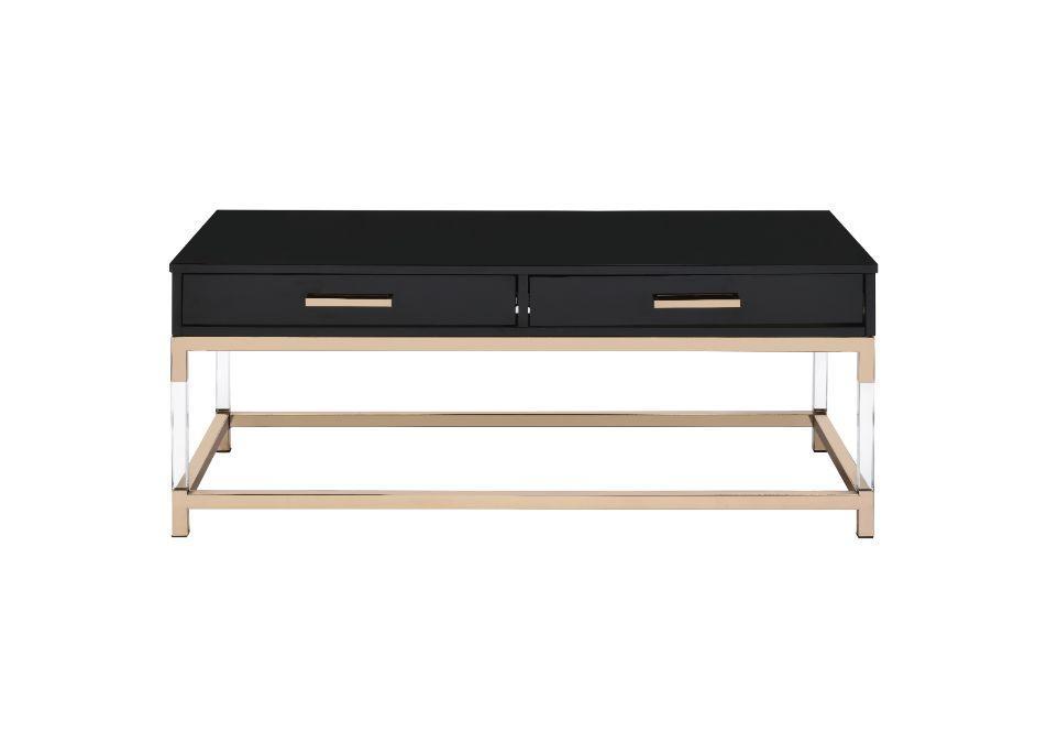 ACME Adiel Coffee Table, Black & Gold Finish