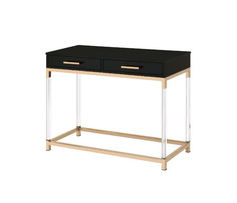 ACME Adiel Console Table, Black & Gold Finish