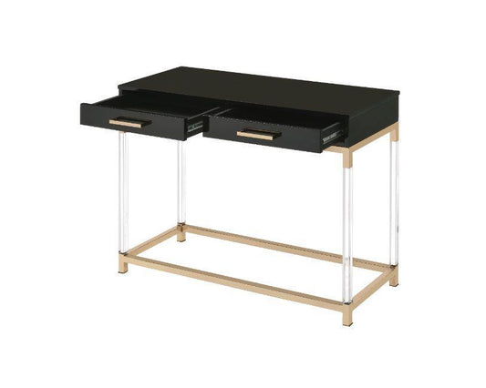 ACME Adiel Console Table, Black & Gold Finish