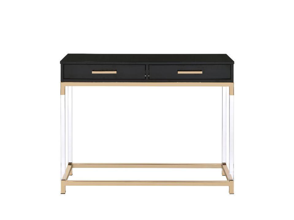 ACME Adiel Console Table, Black & Gold Finish