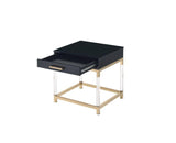 ACME Adiel End Table, Black & Gold Finish