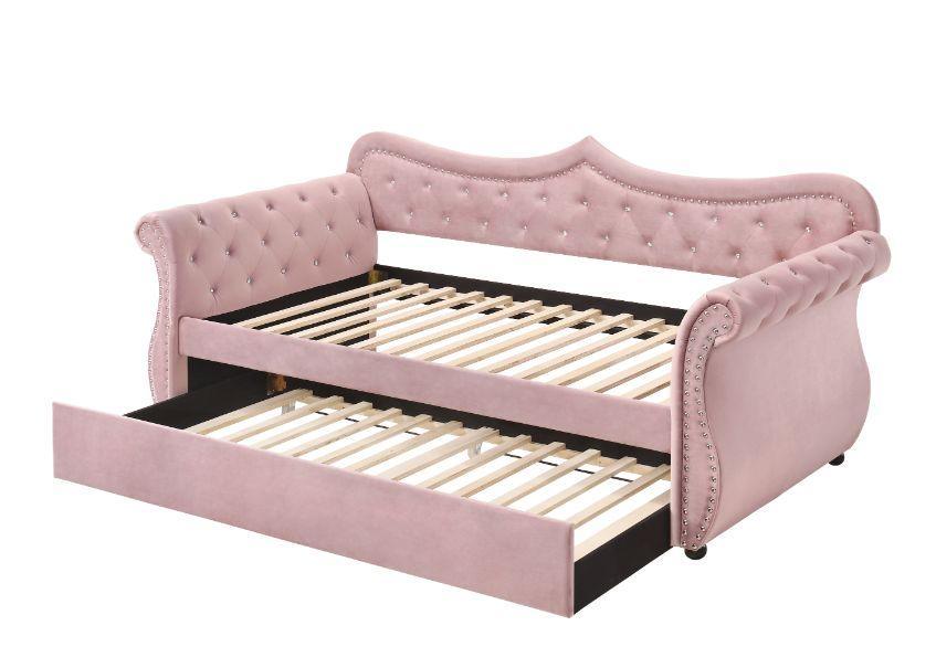 ACME Adkins Daybed & Trundle, Pink Velvet