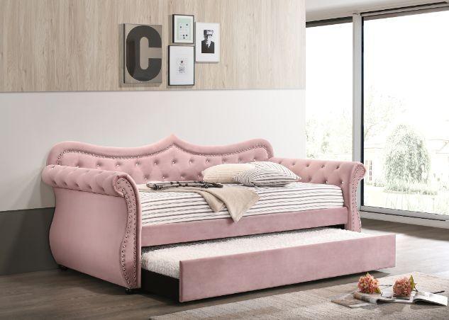 ACME Adkins Daybed & Trundle, Pink Velvet