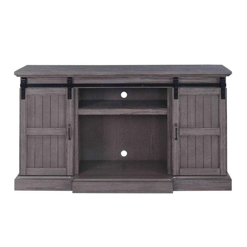 ACME Admon TV Stand w/Fireplace, Gray Oak