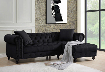 ACME Adnelis Sectional Sofa w/2 Pillows, Black Velvet