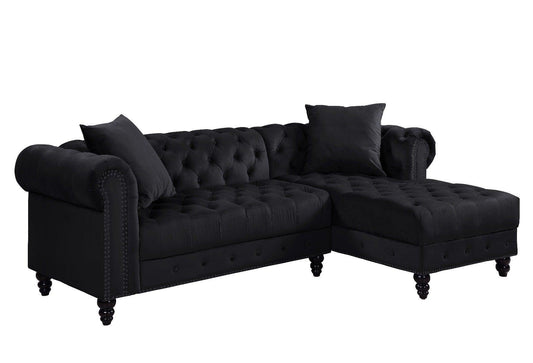 ACME Adnelis Sectional Sofa w/2 Pillows, Black Velvet