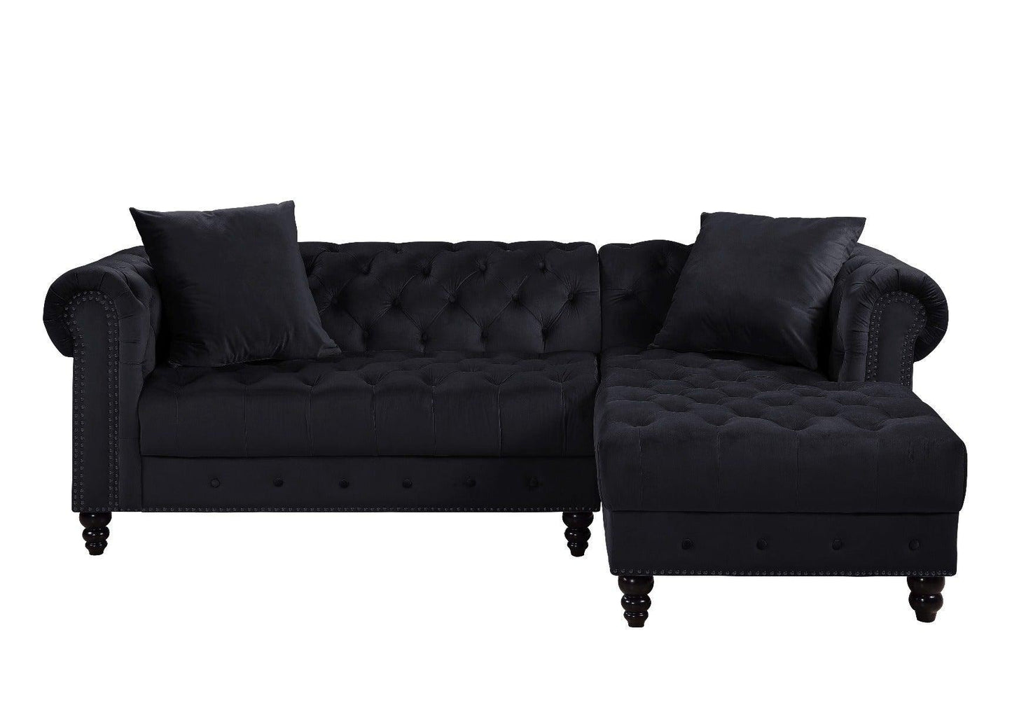 ACME Adnelis Sectional Sofa w/2 Pillows, Black Velvet