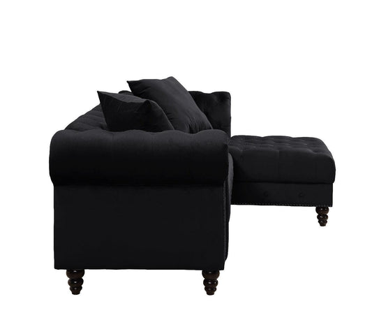 ACME Adnelis Sectional Sofa w/2 Pillows, Black Velvet