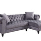 ACME Adnelis Sectional Sofa w/2 Pillows, Gray Velvet