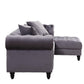 ACME Adnelis Sectional Sofa w/2 Pillows, Gray Velvet