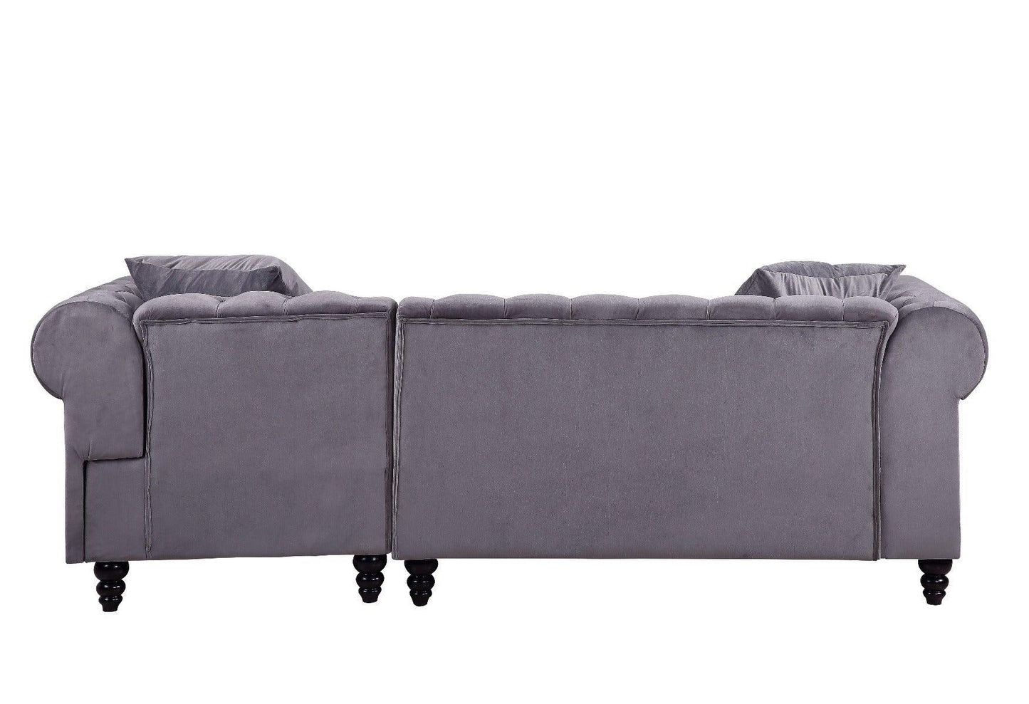 ACME Adnelis Sectional Sofa w/2 Pillows, Gray Velvet