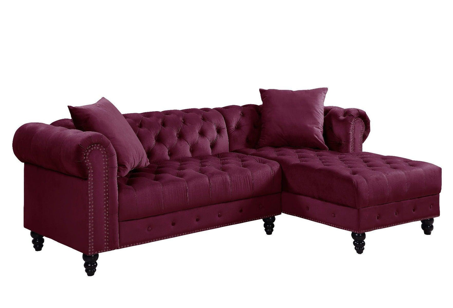 ACME Adnelis Sectional Sofa w/2 Pillows, Red Velvet