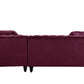 ACME Adnelis Sectional Sofa w/2 Pillows, Red Velvet