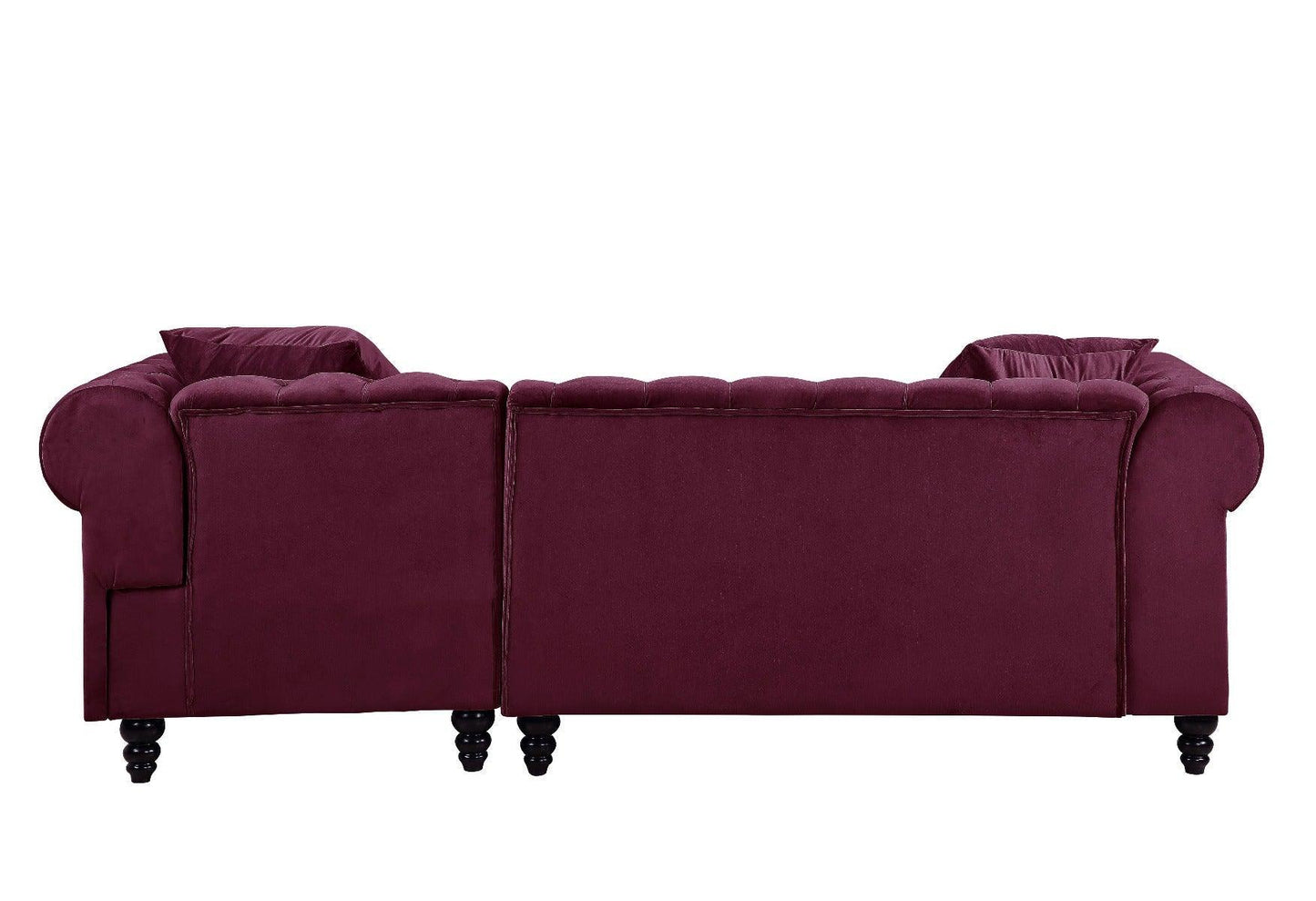 ACME Adnelis Sectional Sofa w/2 Pillows, Red Velvet